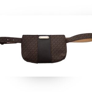 Michael Kors Signature Brown Tan Gold Belt Bag